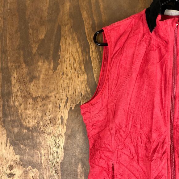 Gander Mtn Womens Vest Jacket Red Fleece Open Pockets Full Zip Stretch Medium - Picture 4 of 12